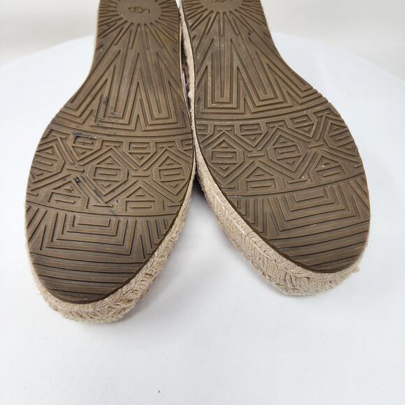 UGG Australia Heidi Espadrille Women 7 Pink Suntan Suede Geometric Perforated - Picture 12 of 14